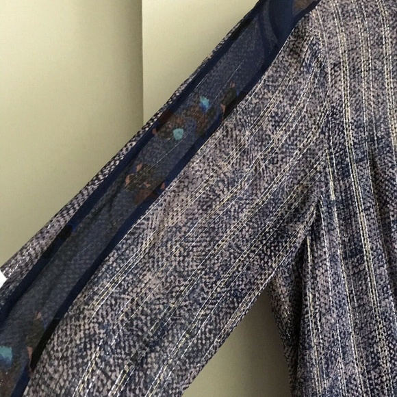 REBECCA TAYLOR Purple Linen Mix Media LS Dress - Picture 7 of 8